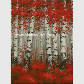 Met de hand geschilderd Modern Art Oil Painting Brich Forest, het Abstracte Landschap Schilderen