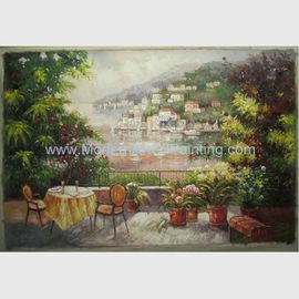 Met de hand gemaakt van de het Linnentuin van het Canvas Mediterraan Olieverfschilderij het Landschapsolieverfschilderij