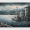 Eigentijdse Vissersboot op zee/de Varende Drukken die van Schipschilderijen schilderen