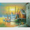 Het Olieverfschilderijhaven van Saillingsboten, het Moderne Zonsonderganglandschap Schilderen