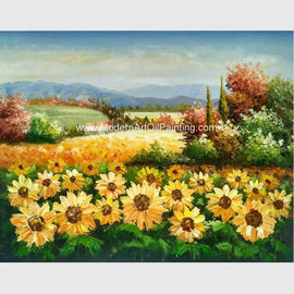 De Zonnebloemenolieverfschilderij van het aangepast paletmes, Decoratieve Met de hand geschilderde Kunst op Canvas