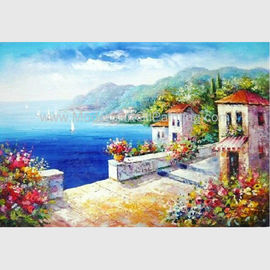 Met de hand geschilderde de Vakantiehaven van het Impressionisme Mediterrane Olieverfschilderij