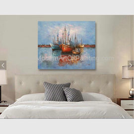 Woondecoratie schip op zee olieverfschilderij 40 x 50 handgeschilderd