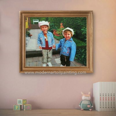 Van het Olieverfschilderijportretten van de kinderendouane het Realistische Canvas van Foto's