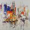 Het met de hand gemaakte Abstracte cityscape muurkunst schilderen, Acrylcanvasschilderijen streched