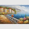 Europees Mediterraan Olieverfschilderij, Met de hand gemaakt de Tuinolieverfschilderij van de Canvasbloem